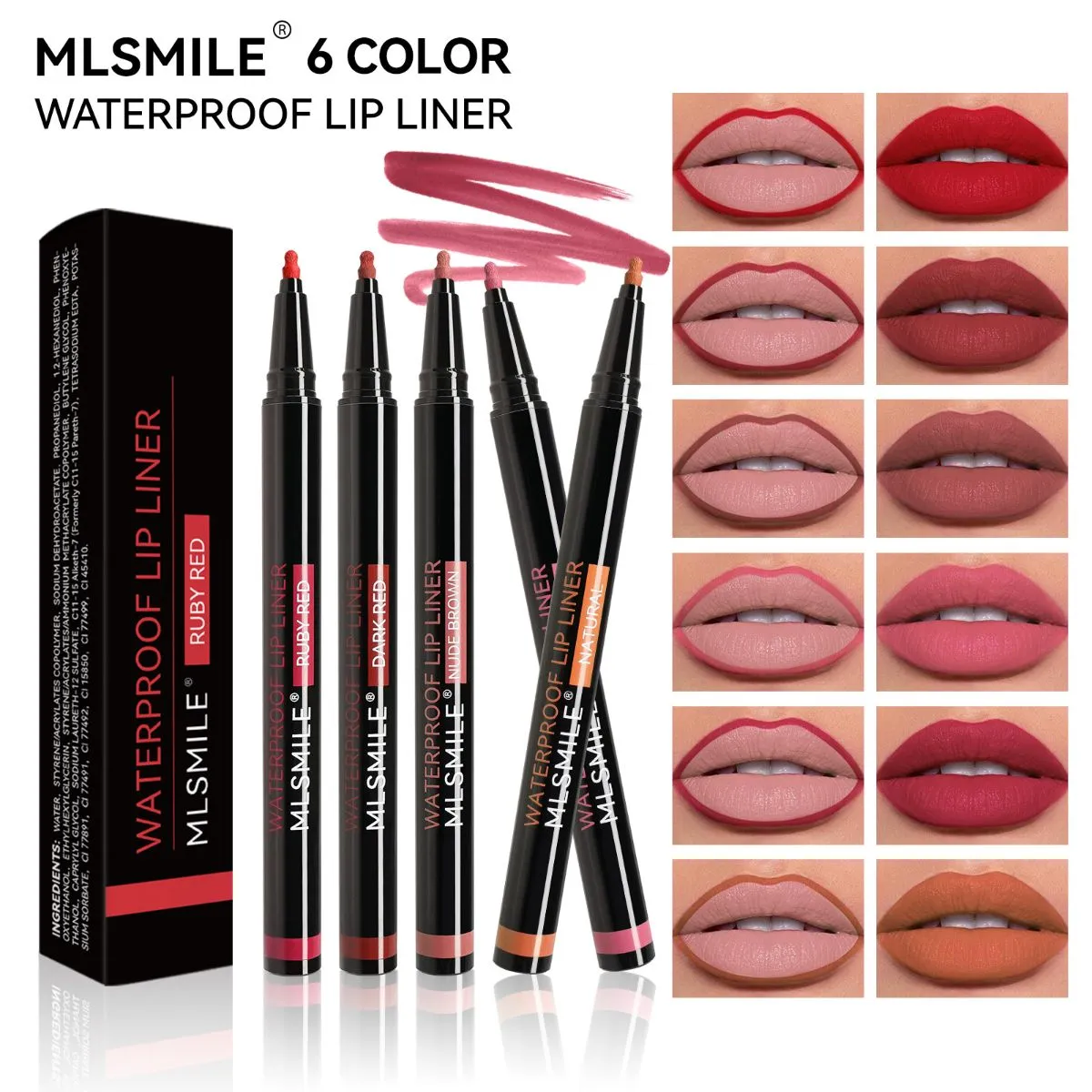 Transfer-Proof Quick-Dry Matte Lip Liner with Sponge Tip – Long-Lasting Velvet Lip Pencil, Waterproof Smudge-Proof Lip Makeup for All-Day Wear